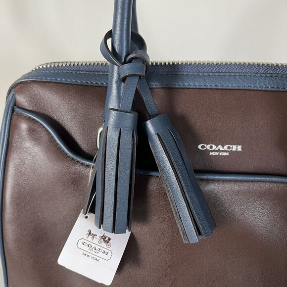 Coach Legacy Haley Satchel Purse Two-Tone Brown Navy NWT $328 + Dust Bag - Picture 2 of 13